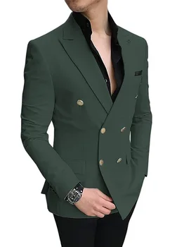 2020 הגעה חדשה מותאמת אישית חליפות גברים מזדמנים הנשף טוקסידו Slim Fit 2 חתיכות כפול עם חזה החתונה חתנים (קט+מכנסיים+עניבה)