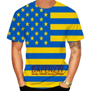 2023 החולצות של גברים אמריקה אוקראינה דגל 3d להדפיס חולצה גברית קצרה שרוול חולצת קיץ מזדמן טריקו אופנה Camisetas