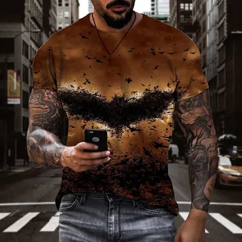 3d חולצת טי Harajuku חולצת גברים עטלף חולצת טי מודפסת המחבט המושבה הדפסת חולצה חיה Tshirts מזדמנים Mens בגדי פאנק רוק מודפס