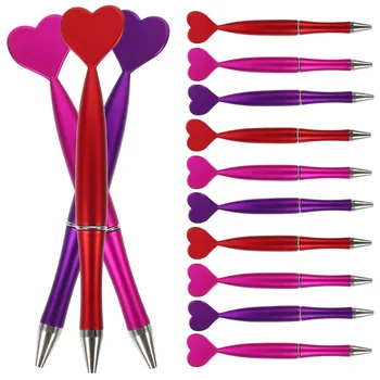 48 יח ' בצורת לב עט כדורי עטים מעניין חמוד כותב פלסטיק Abs; Pearlescent צבע ארגונומי תלמיד נייד.