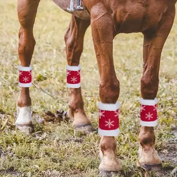 4Pcs סוס הרגל עוטפת עבה לנשימה הרגל שומר על חג המולד ספורט רכיבה