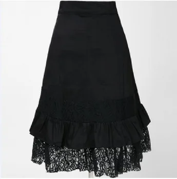 COLDKER נשים Steampunk ויקטוריאני גותי חצאית שחורה פרחונית תחרה פרעו מימי הביניים, הרנסנס גבוהה המותניים חצאיות