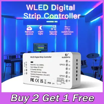 GLEDOPTO WLED רצועת בקר 5-24V 800 IC RGB RGBW אור LED הרצועה בקר DIY WiFi בקרת יישום 100 דינמי מצבי תאורה