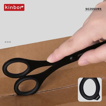 Kinbor לייעל שחור מטרה כפולה מספריים/פותחן קופסאות סכין נירוסטה נייד בטיחות שירס שאינו מקל כתיבה כלים