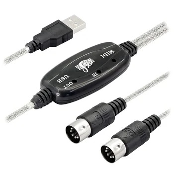 USB MIDI כבל מתאם, כבל USB מסוג A זכר ל-MIDI דין 5 פינים ב-Out כבל ממשק עם חיווי LED עבור מוסיקה מקלדת