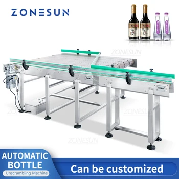 ZONESUN ZS-CBU190 מותאם אישית מסוע שרשרת בקבוק המכיל מיון חומר הובלת Unscrambler האכלה ייצור המוני קו