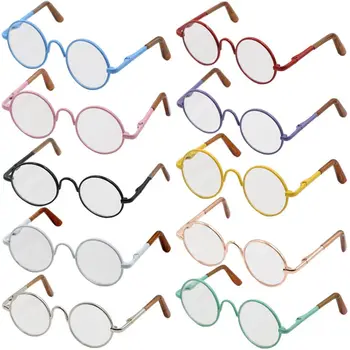 אופנה חליפת 12/18 ס מ קטן למשקפיים חמוד צבעוני זעיר משקפי מסגרת מתכת בובות משקפיים עגולות בצורת לנקות את העדשה