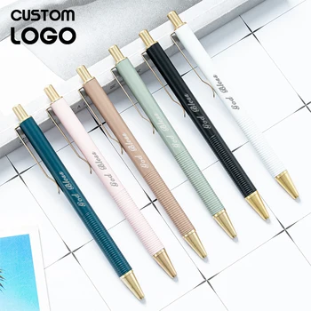 אישית מותאם אישית לוגו פשוט סגנון מתכת, עטים כדוריים פרסום מותאם אישית, ציוד משרדי יפנית כלי כתיבה ספר מתנה עטים