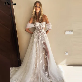 אלגנטית מתוקה שמלת החתונה אפליקציות מחוץ כתף בוהו הכלה שמלות לנשים 2023 משלוח חינם בארץ שמלת כלה.