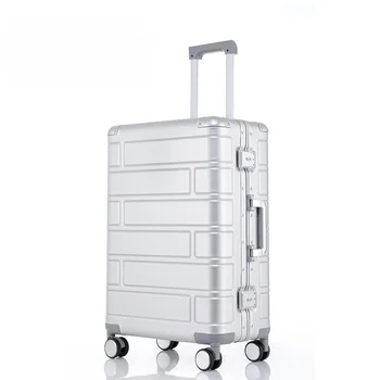 אלומיניום באיכות גבוהה נסיעות מטען גדול גודל אילם גלגלים עסקים מנעול נסיעות מזוודה מטען היד התותבת