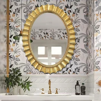 אליפסה זהב אמבטיה דקורטיבי במראה הקיר מסגרת מותאמת אישית מקלחת גדולה דקורטיבי במראה איפור דקו שמברה קיר בעיצוב YX50DM