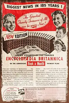 אנציקלופדיה בריטניקה ספרים 12x16 אינץ וינטאג', רטרו, עיצוב פח מתכת סימן