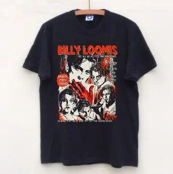 בילי לומיס החולצה, סרט אימה שחורה קצרה שרוול כותנה חולצת יוניסקס VN0274