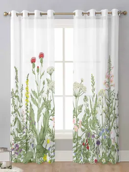 בציר הרב צמח פרח העצום וילונות בסלון חלון שקוף ואל טול וילון Cortinas וילונות עיצוב הבית