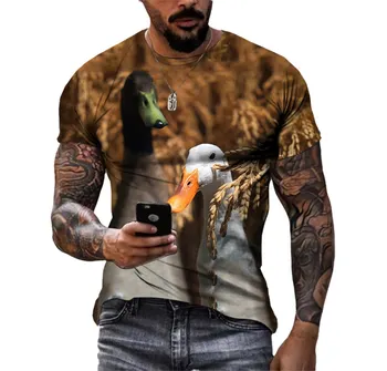 בקיץ ייבוש מהיר חיה ברווז חולצת הטריקו של הגברים 3d Hd הדפסה מזדמן אופנה רחוב או מחשוף גדול גודל שרוול קצר למעלה