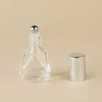 ברור זכוכית רול על בקבוק מיני ריק שמן אתרי רול על בקבוק רולר בול בושם מיכל עם מכסה, 8ml