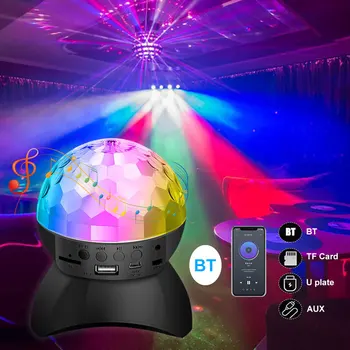 די. ג ' יי רמקולים כדור דיסקו אלחוטית Bluetooth מוסיקה סיבוב הבמה אור RGB מהבהבים לייזר מקרן נטענת מפלגת אור