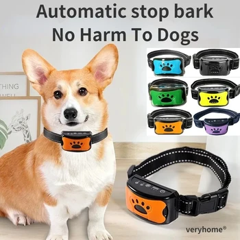 הכלב חיית המחמד AntiBarking USB חשמלי קולי כלבים להפסיק לנבוח רטט נגד קליפת צווארון אוטומטי קולר אילוף כלבים קולרים