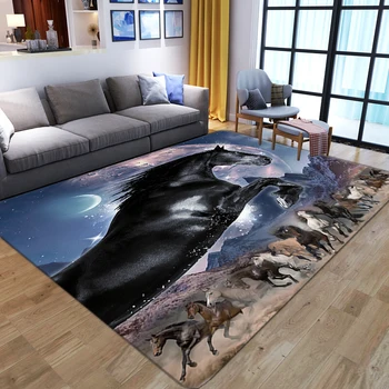 הסוס הדפסת 3D שטיחים עבור הסלון יוקרה לעיצוב הבית המודרני רחיץ גדול שטיחים שטח ילד משחקים השינה אנטי להחליק מחצלות
