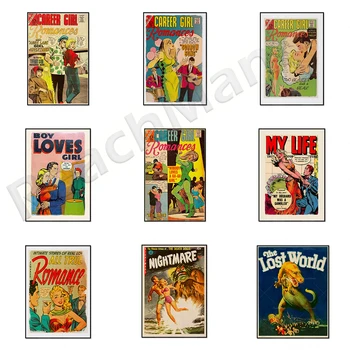 הקריירה רומנטיקה בחורה (1966) קומיקס הדפסה, חיי קומיקס, בחור אוהב בחורה 1952 קומיקס, רטרו קומיקס פוסטר מגזין