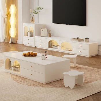 הרצפה לבן בטלוויזיה עומד ארון לפקח נורדי, עץ מעצב טלוויזיה עומד פשטות Mobili Per La Casa הסלון רהיטים