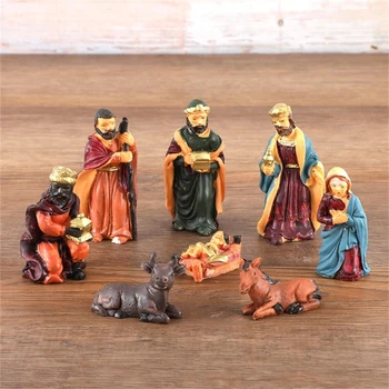 חג המולד העריסה פסלונים מיניאטוריים קישוט הכנסייה מתנה הביתה קישוטים