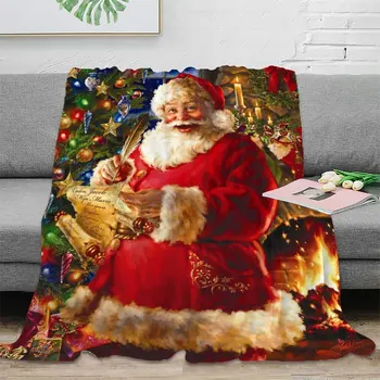 חורף חג המולד שמיכת פלנל רכים וחמים קישוט הבית תכליתי ספה, שמיכה לכסות דיגיטלי Printted הברך שמיכות