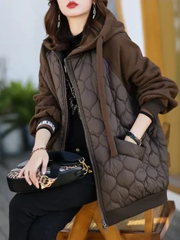חורף חם נשים של מעיל עם ברדס בציר חם כותנה מרופד מעיל קוריאני בגדים מנופחים מעילי צמר מעילי נקבה להאריך ימים יותר