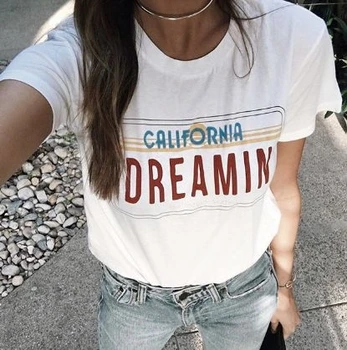 חלום קליפורניה נשים וינטאג', קיץ חמוד גרפי טי רחוב סגנון אופנה עליון מגניב חולצות