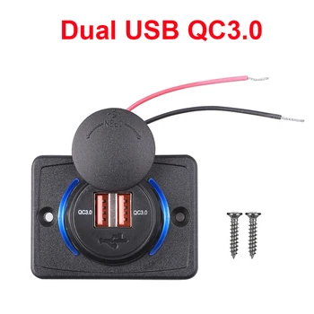 טעינה מהירה QC3.0 Dual USB 3.1 מכונית מטען שקע חשמל טלפון, מטען מתאם פנל על אופנוע ברכב 12V/24V הסירה אוטובוס BF