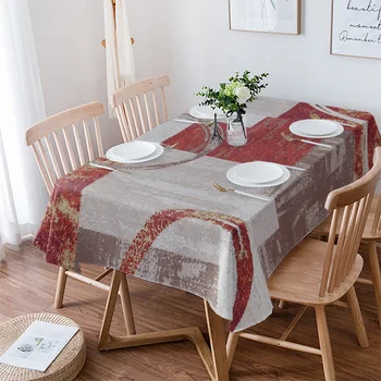 מודרני מופשט רטרו עתיק גיאומטריה מפת שולחן עמיד למים שולחן אוכל מלבני סיבוב המפה הביתה מטבח קישוט
