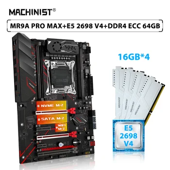 מכונאי X99 MR9A PRO מקס להגדיר לוח האם LGA 2011-3 ערכת Xeon E5 2698 V4 מעבד CPU 64GB=4pcs*16GB ECC זיכרון DDR4 RAM SSD
