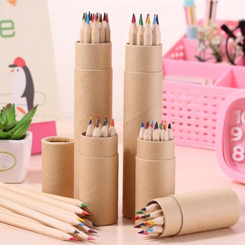 מקצועי 12 צבעי עץ טבעי עפרונות צבעוניים עפרונות צבעוניים להגדיר תלמידה מצטיינת ציור עיפרון בצבע העט נייר מכתבים של בית הספר