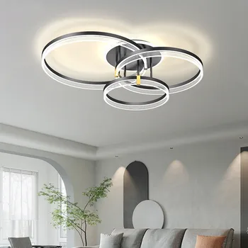 נורדי הוביל מעגל תקרה נברשת מודרנית אקריליק הטבעת מנורת תקרה עבור חדר שינה סלון מטבח פשוט, חכם תאורה פנימית