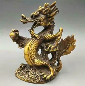 נחושת פסל מעולה לאספנים סיני זקן Fengshui שנים עשר בעלי החיים גלגל המזלות ברונזה הדרקון פסל בית קישוט