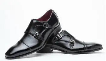 נעלי גברים האביב 2018 דגם חדש עור אמיתי נעליים שחורות כ 
