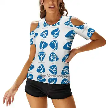 סמל הסמלים להגדיר נשים חולצות טי גבירותיי מקרית סקסי בחזרה את החולצה לשרוך ביגוד קיץ משחקים סמל Pictogram דמות מקל