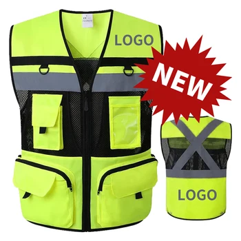 סמל מותאם אישית חגורת בטיחות רעיוני עם כלי כיסים לנשימה עבודה גילט ניראות גבוהה האפוד רשת וסט כתום Workwear