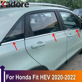 עבור הונדה Fit HEV 2020 2021 2022 חלון תחתון קישוט רצועות לקצץ דפוס חיצוני רכב סטיילינג נירוסטה