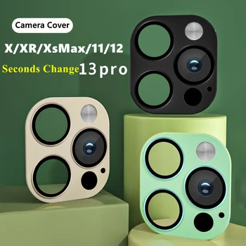 עדשת מצלמה לאייפון 11 12 13 Pro מתכת כיסוי עדשת סרט עבור iPhone XR-X XS מקס 13 Pro עדשה מזויף מזג זכוכית מגן