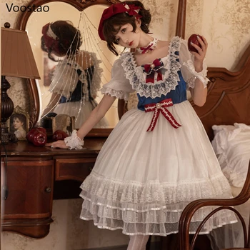 עיצוב מקורי מתוק לוליטה נסיכה השמלה קיץ נשים אלגנטי חמוד קשת תחרה פנינה שמלות ערב נשי Kawaii לרקוד Vestidos