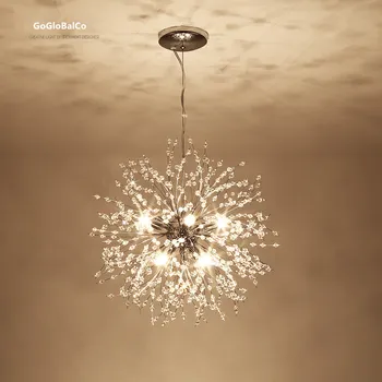 פופולרי שן הארי נברשת עיצוב אמנות G9 LED תליון מנורה בחדר האוכל במלון מקורה זהב כרום תאורה