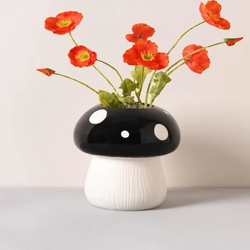 פטריות קרמיקה אגרטל דקורטיבי, אגרטל פרחים על עיצוב הבית, מינימליסטי עציץ האגרטל על קפה שולחן