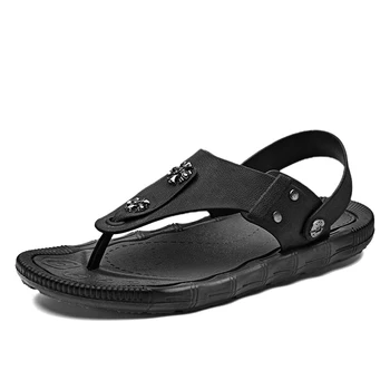 קיץ סנדלי גברים עור קלאסי הרומית סנדלים חדשים נעלי חוצות נעלי ספורט חוף גומי, כפכפי גברים המים סנדלים פאטוס