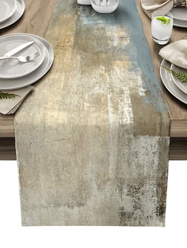 רטרו המדינה ציור שמן בסגנון מופשט אמנות פשתן שולחן ראנר לשולחן מטבח קישוט האוכל המפה מסיבת חתונה עיצוב