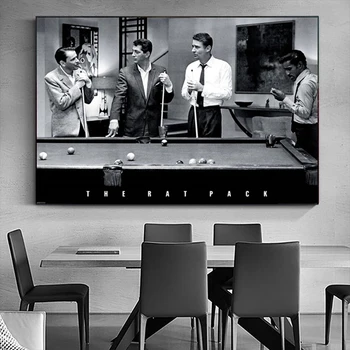 שחור לבן בציר ה-Rat Pack משחק ביליארד פוסטר, פרנק סינטרה פוסטר קיר אמנות בד פוסטר קיר בעיצוב עיצוב הבית
