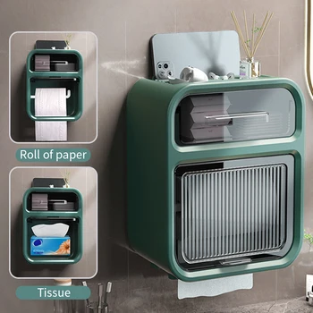 שכבה כפולה רקמות תיבת הסלון אחסון נייר בשירותים על הקיר אגרוף חינם שירותים תיבת נייר עמיד למים גליל בעל
