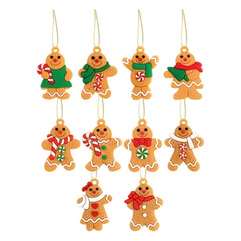 1set חג מולד Gingerbread Man קישוטי עץ חג המולד תלוי קישוט PVC קריקטורה בובות תליון השנה החדשה 2024 Navidad מתנות