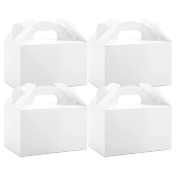 48 Pack לבן מתייחסים גייבל מסיבה טובה קופסאות נייר, קופסאות מתנה ליום הולדת מסיבת מקלחת 6X3.5X3.5 ס 