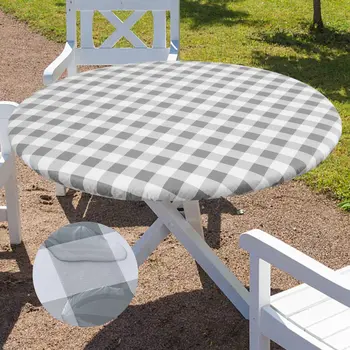 Olanly שולחן עגול כיסוי אלסטי עמיד למים שולחן מכסה מצויד ויניל מפת השולחן לקישוט הבית מסיבת קמפינג בד השולחן